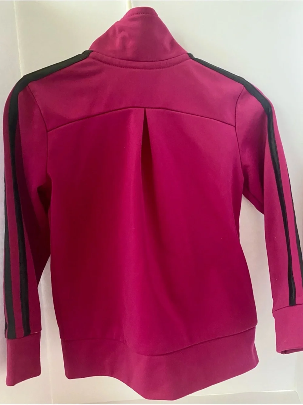 adidas Kids Magenta Zip-Front Track Jacket with Black Stripes